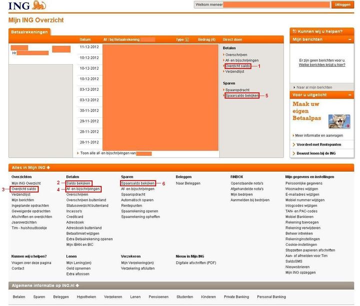 Veel verschillende saldo overzichten